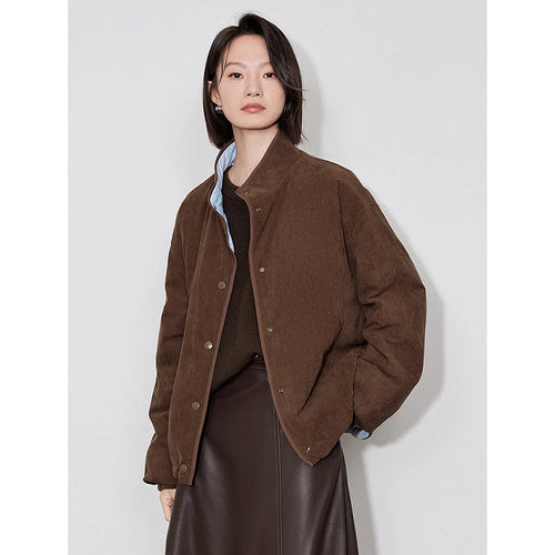 Contrast-Colour Spliced Thick Cotton Women’s Winter Long Coat-HighTouch