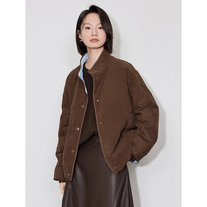 Contrast-Colour Spliced Thick Cotton Women’s Winter Long Coat-HighTouch