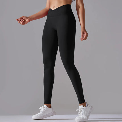 Women’s Seamless High-Waisted Cross-Over Scrunch-Butt Leggings – Lift & Shape