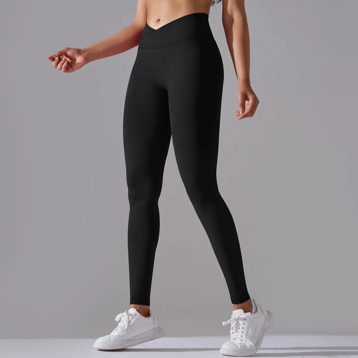 Women’s Seamless High-Waisted Cross-Over Scrunch-Butt Leggings – Lift & Shape-HighTouch