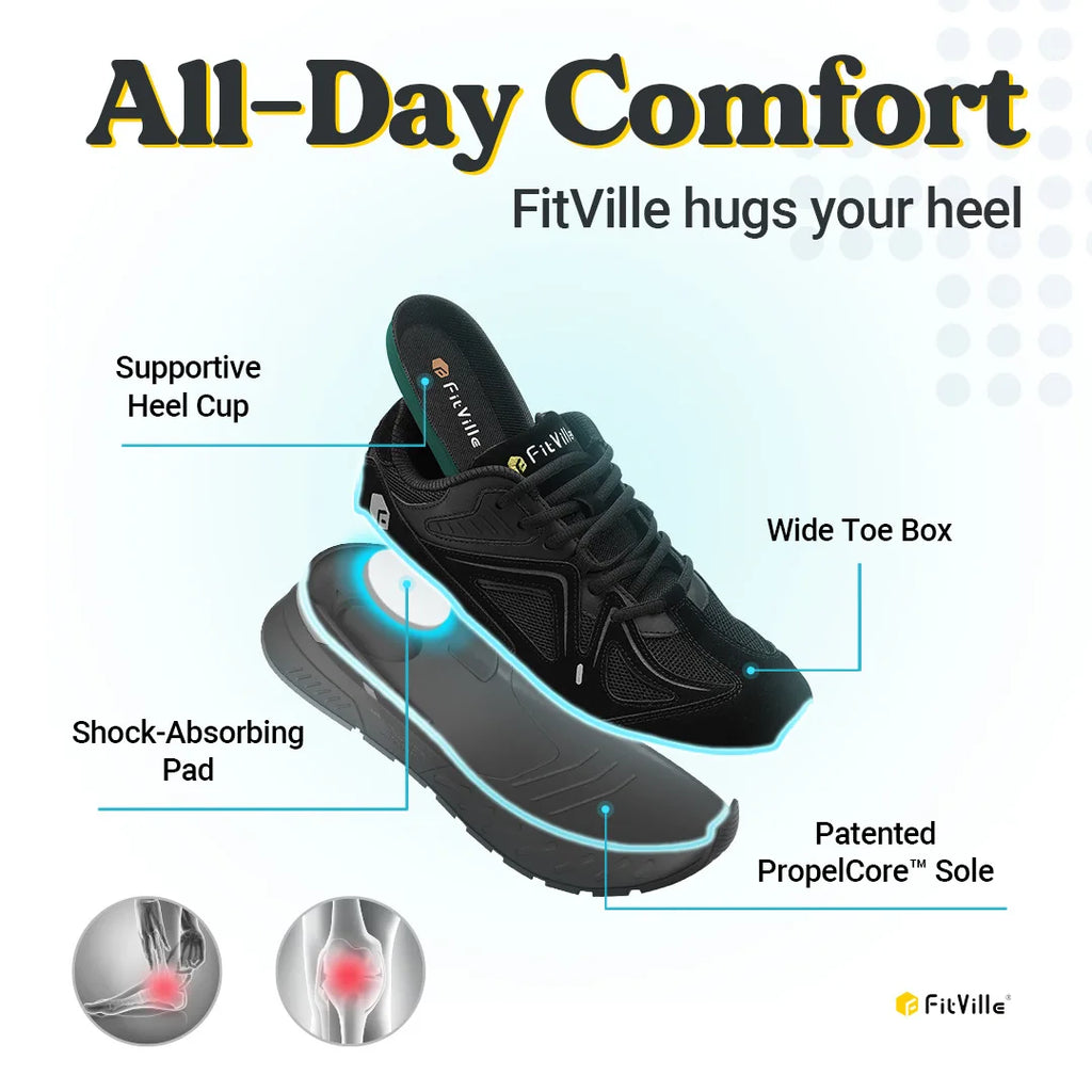 FitVille Men’s Walking Shoes – Extra Wide Lightweight Sneakers for Flat Feet