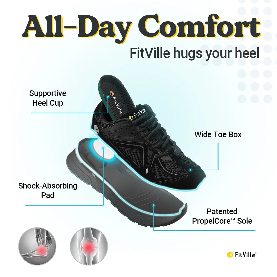 FitVille Men’s Walking Shoes – Extra Wide Lightweight Sneakers for Flat Feet-HighTouch