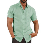 Men’s Cotton-Linen Short-Sleeve Shirt-HighTouch