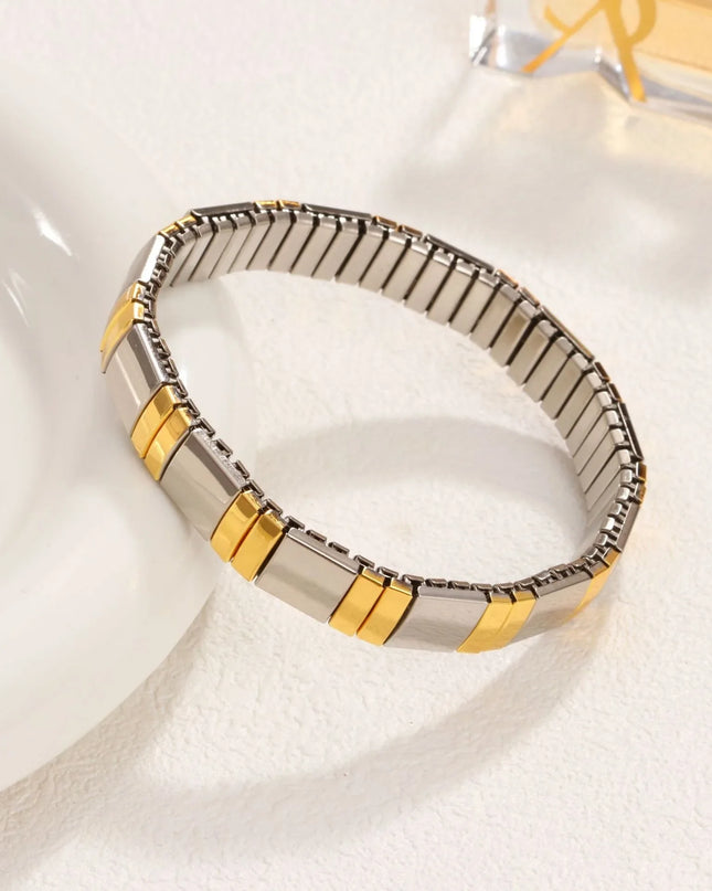Gold Colour Titanium Steel Heart Elastic Bracelet