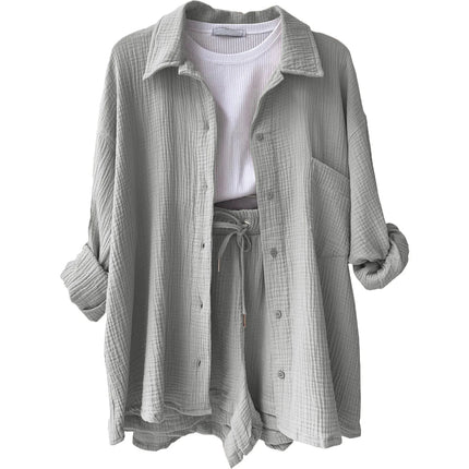 Effortless Summer Two-Piece Muslin Suit Set – Chic, Lightweight & Polished