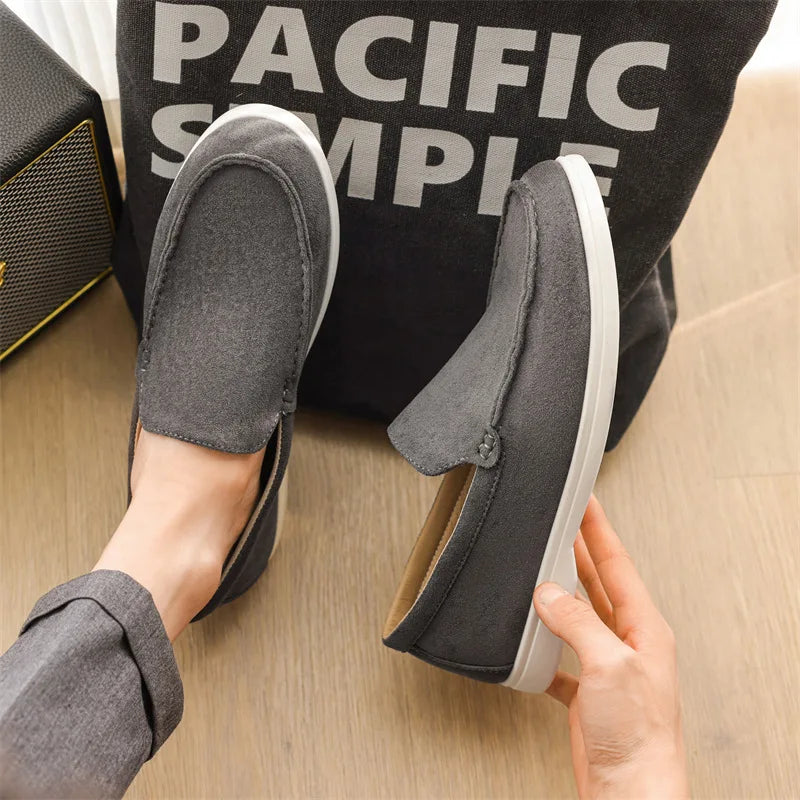 Men’s Frosted Suede Loafers – Lightweight Non-Slip Comfort Shoes-HighTouch