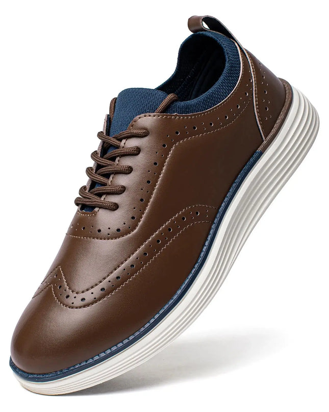 Men’s Busin Casual Leather Wingtip Sneakers