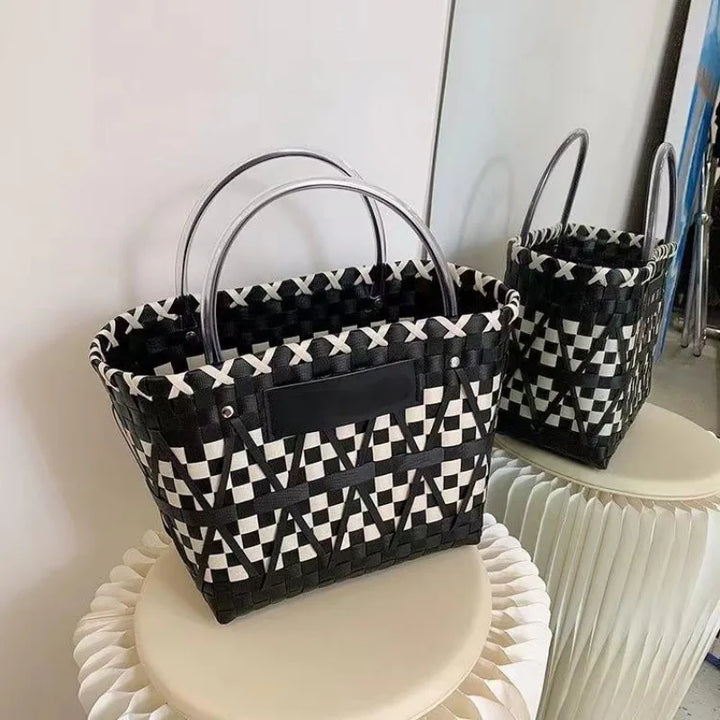 Large Boho Straw Woven Tote – Summer Beach & Daily Shoulder Bag-HighTouch