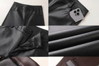 Women’s PU Leather Wide-Leg Pants – Warm Fleece Casual Trousers-HighTouch