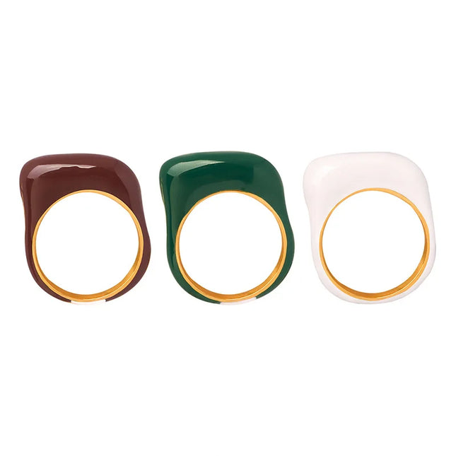 Waterproof Multicolour Enamel Stainless Steel Ring