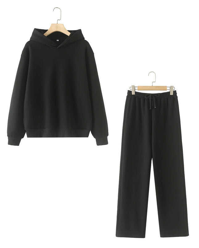 Women’s Casual Hooded Pullover & Straight Pants Set — Cozy, Chic & Versatile