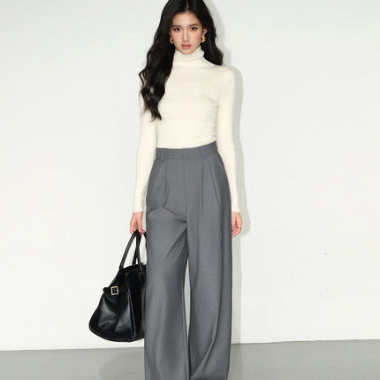 Multicolor High-Waisted Wide-Leg Suit Pants – Bold, Polished & Effortlessly Chic