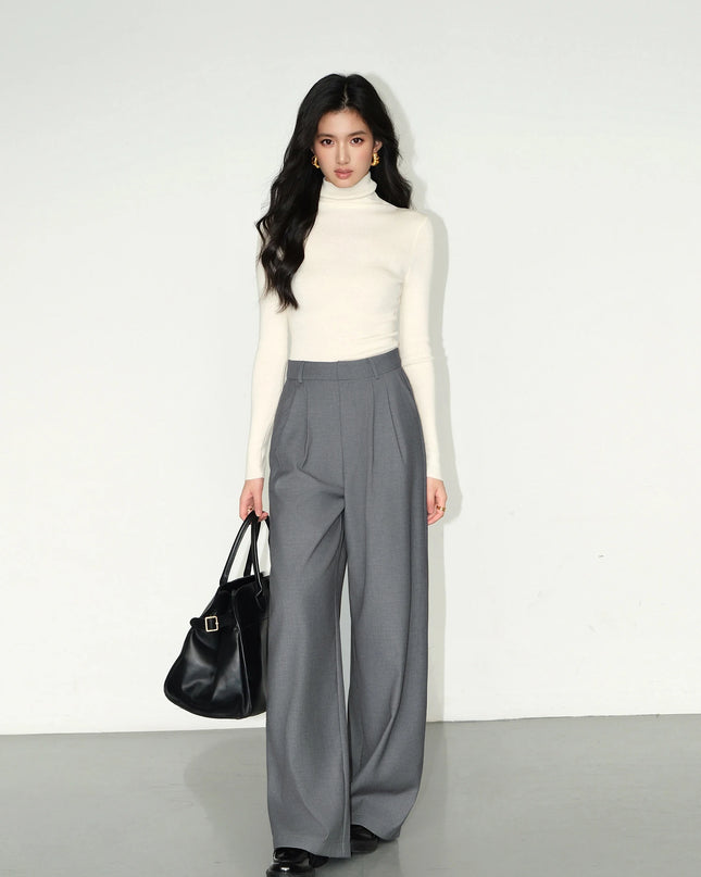 Multicolor High-Waisted Wide-Leg Suit Pants – Bold, Polished & Effortlessly Chic