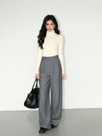 High-Waisted Wide-Leg Suit Pants – Multicolor Office Trousers for Women-HighTouch