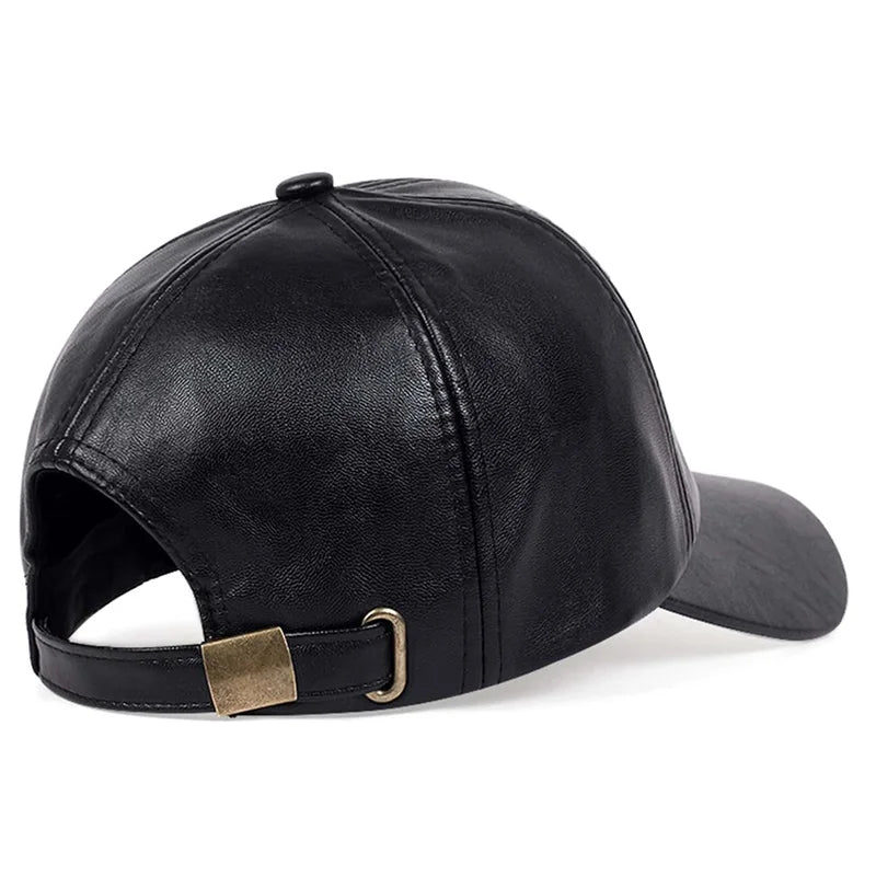 Vintage Cowhide Leather Baseball Cap – Unisex Adjustable Military Style