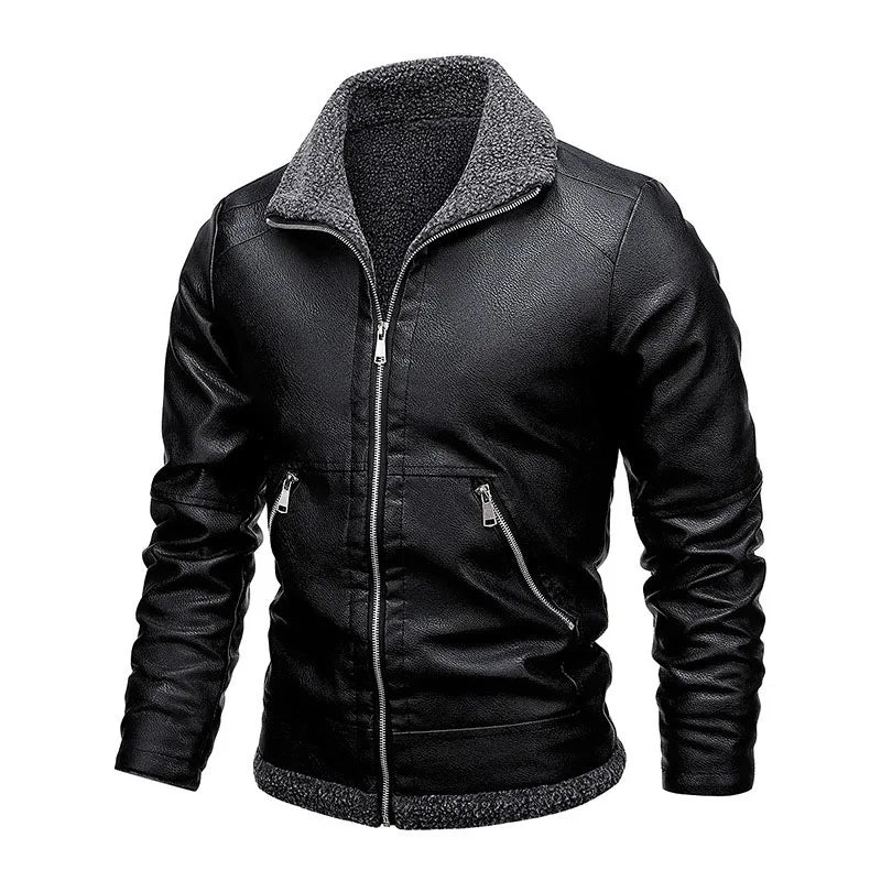 Men’s Slim High-Quality PU Leather Motorcycle Jacket-HighTouch