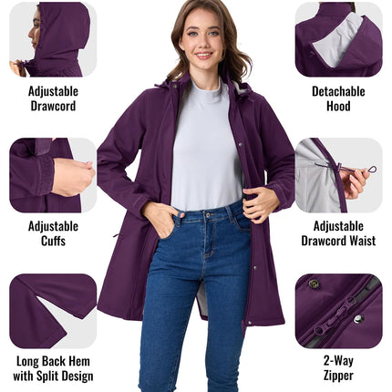 Waterproof Long Hooded Softshell Parka Women