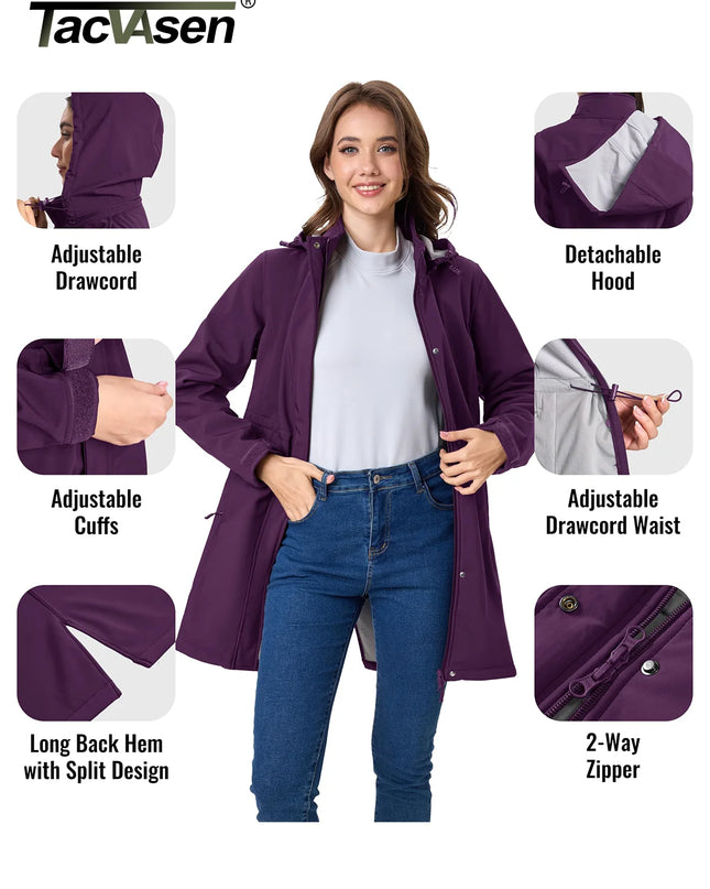 Waterproof Long Hooded Softshell Parka Women
