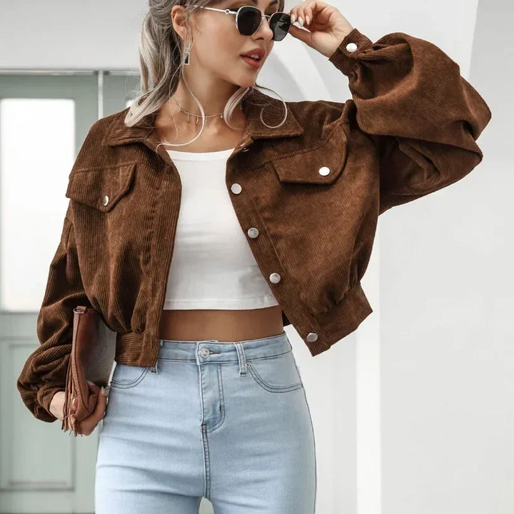Women’s Corduroy Cropped Overshirt with Boxy Fit