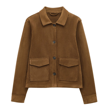 Women's Winter Zipper Jacket - Elegant Short Street Coat with Pocket