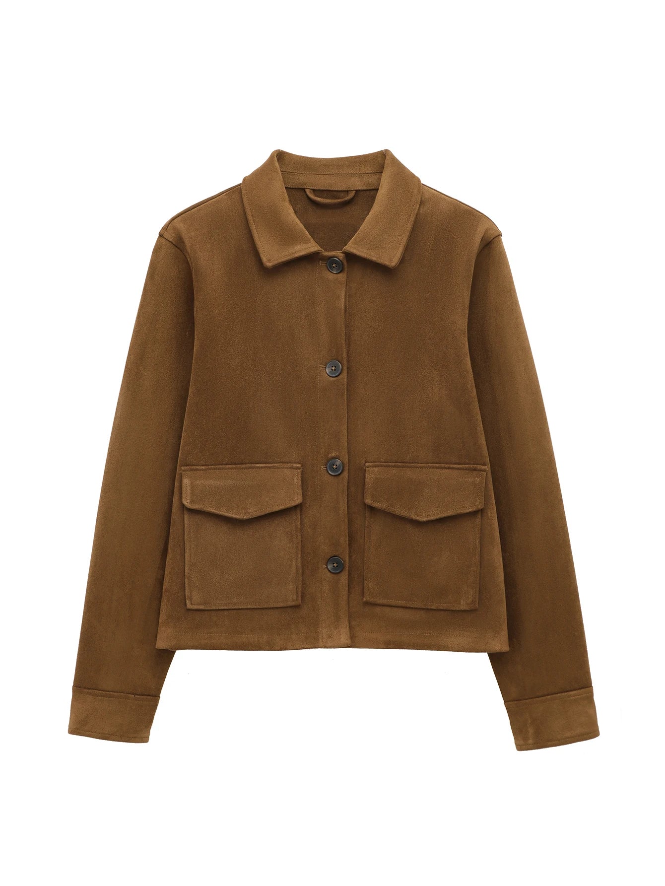 Women's Winter Zipper Jacket - Elegant Short Street Coat with Pocket