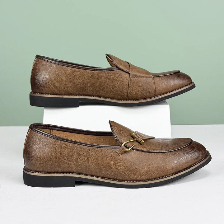 Men's Leather Bit Loafers | Classic Horsebit Dress Slip-On Shoes