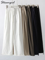 Stay Fresh & Stylish – High-Waist White Wide-Leg Sweatpants-HighTouch