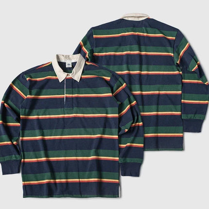 Vintage Campus Striped Button-Down Polo Tee – Ivy Prep Long Sleeve