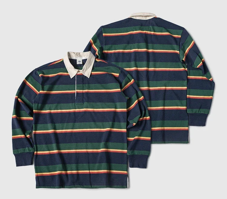 Vintage Campus Striped Button-Down Polo Tee – Ivy Prep Long Sleeve