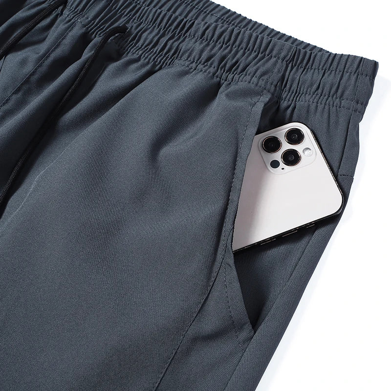 CHRLCK Men Running Pants Jogging Casual Summer Thin Sweatpants Quick Dry Ice Silk Straight Trousers Sports Gym Breathable Unisex