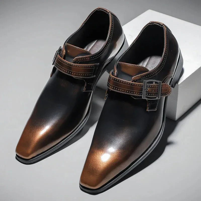 Men’s Patent Leather Dress Shoes with Buckle