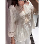 Elegant Loose O-Neck Summer Shirt for Women-HighTouch