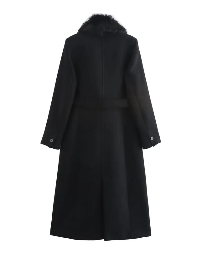 Women’s Fur‑Trim Belted Coat