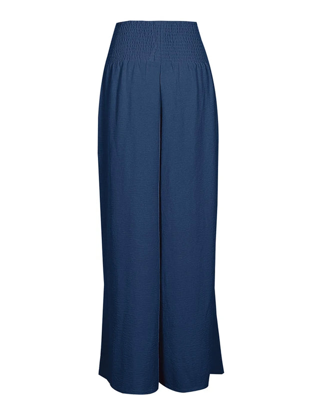 Plus-Size High-Waist Wide-Leg Cotton-Linen Pants – Retro Casual Elastic Trousers