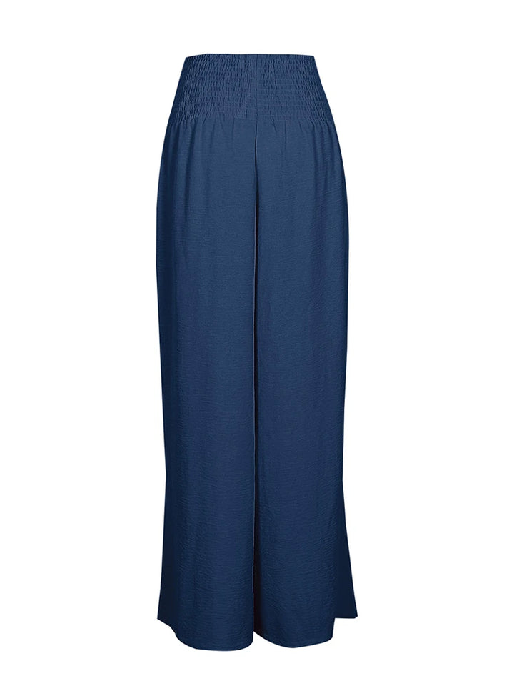 Plus-Size High-Waist Wide-Leg Cotton-Linen Pants – Retro Casual Elastic Trousers-HighTouch