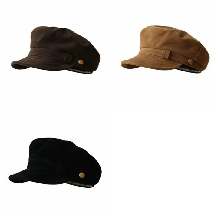 Suede Beret Hat Women All Season Short Brim Newsboy Cap