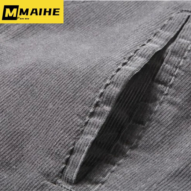 Plus fluwelen ribfluwelen parka jas voor heren