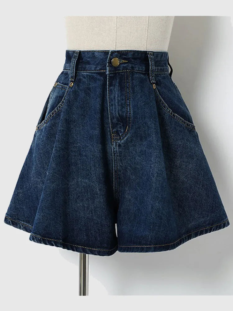 High Waist Denim Shorts Women – S-3XL Wide Leg Summer Fit