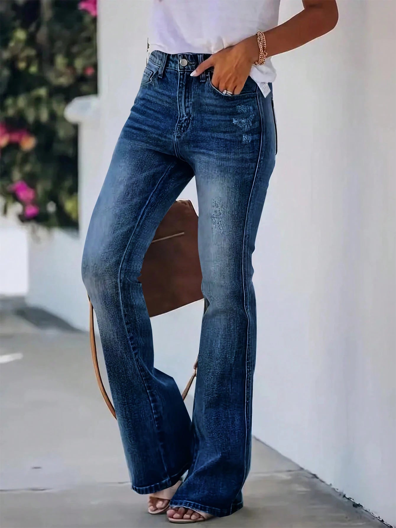 High-Waist Slimming Horn Jeans Women