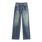 Women’s Wide-Leg High-Waist Jeans Casual Denim Pants-HighTouch