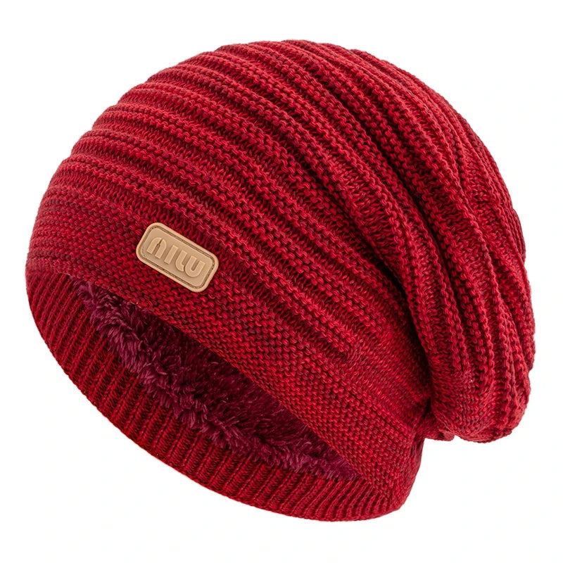 Unisex Striped Slouchy Winter Beanie-HighTouch