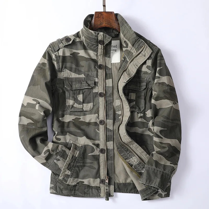 Denim Retro Cargo Jacket for Men-HighTouch