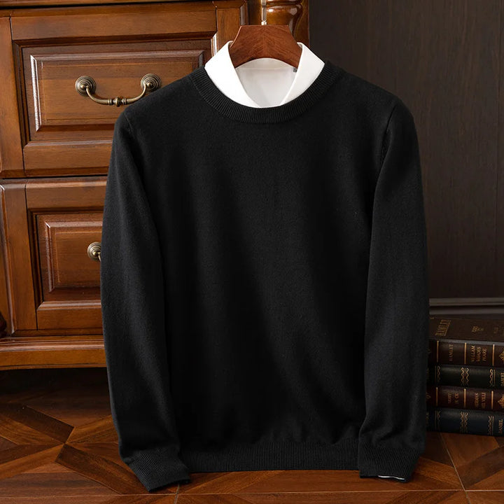 Men’s Merino Wool Sweater Premium Long Sleeve Knit Pullover-HighTouch