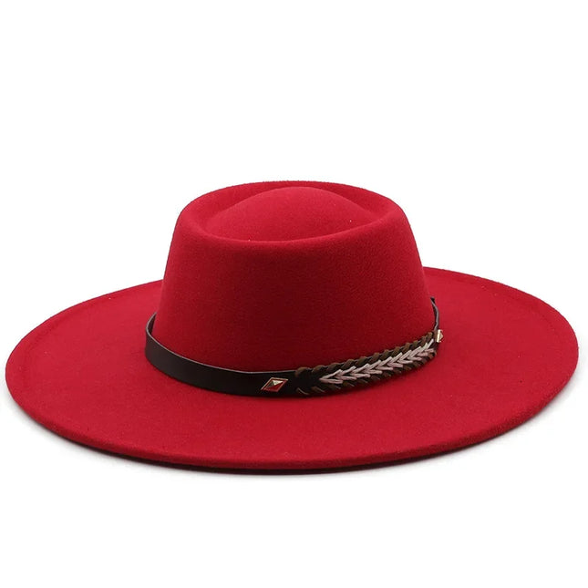 British-Style Wide-Brim Felt Fedora – Adjustable Luxury Jazz & Wedding Hat
