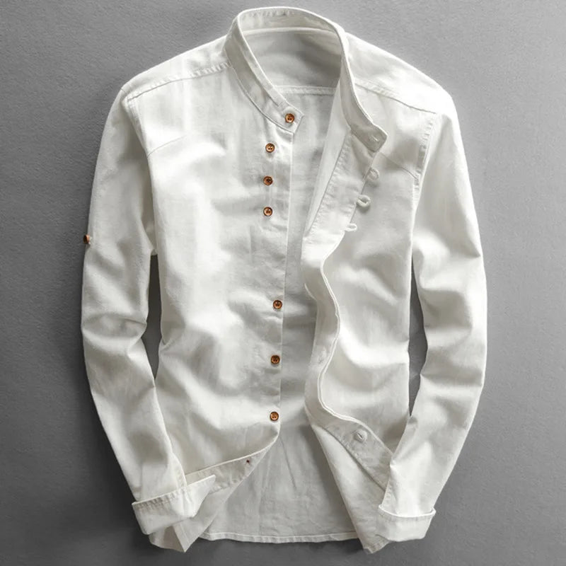 Men’s Cotton-Linen Harajuku Shirt-HighTouch