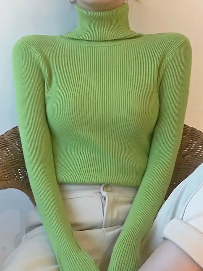 Women's Cashmere Turtleneck Sweater Soft Knit Autumn Winter Top-HighTouch