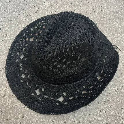 Bohemian Straw Cowboy Sun Hat – Wooden Beads