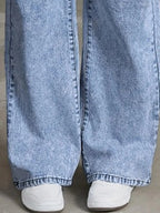 High Waist Wide‑Leg Bow Embroidered Pocket Jeans-HighTouch