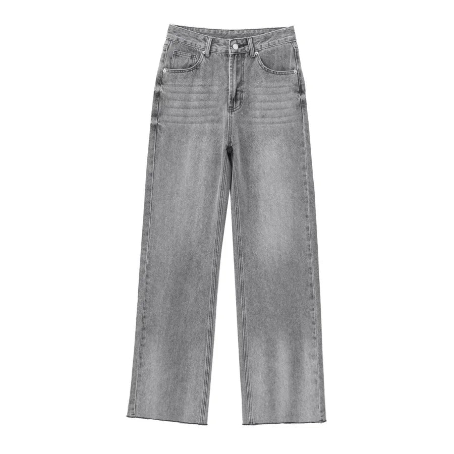 Women’s Wide-Leg High-Waist Jeans Casual Denim Pants-HighTouch
