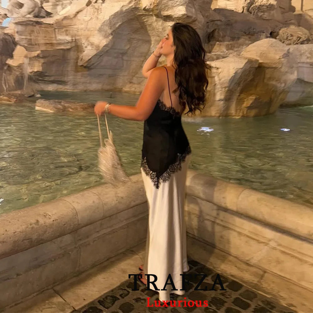 Zwarte kanten hemdtop – Verleidelijke V-hals Y2K mouwloze lapjesblouse